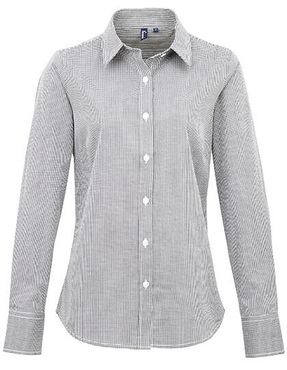 Women's Microcheck (Gingham) Long Sleeve Cotton Shirt