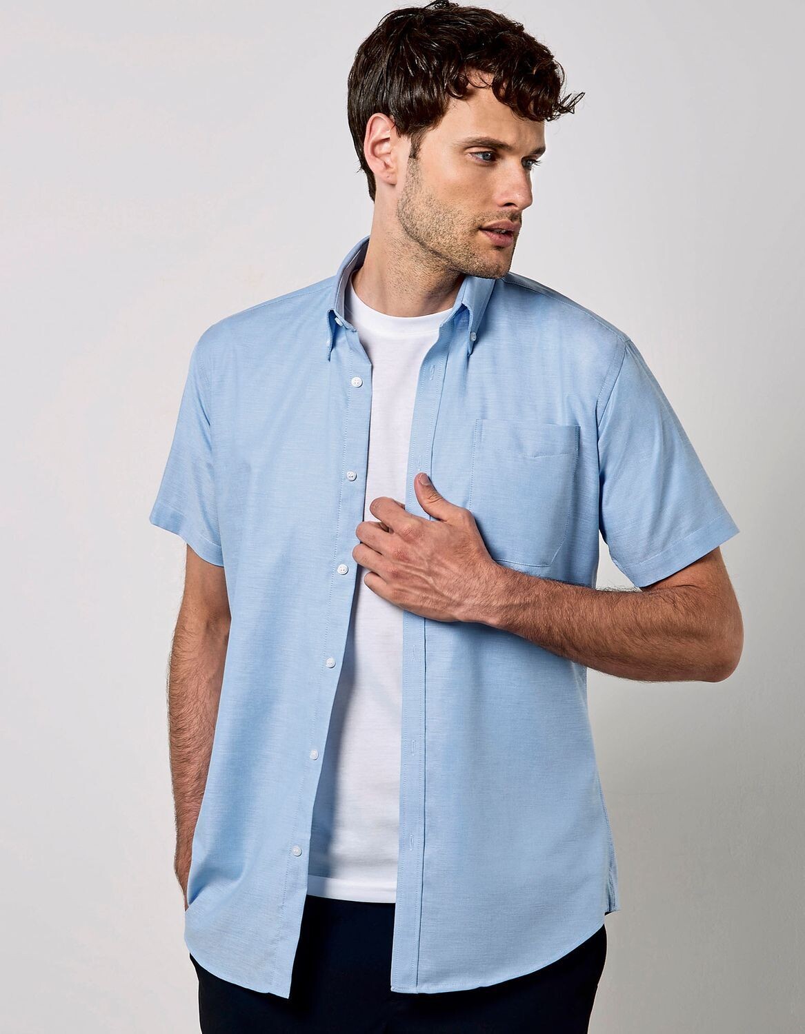 Camicia Oxford da lavoro slim fit da uomo a manica corta