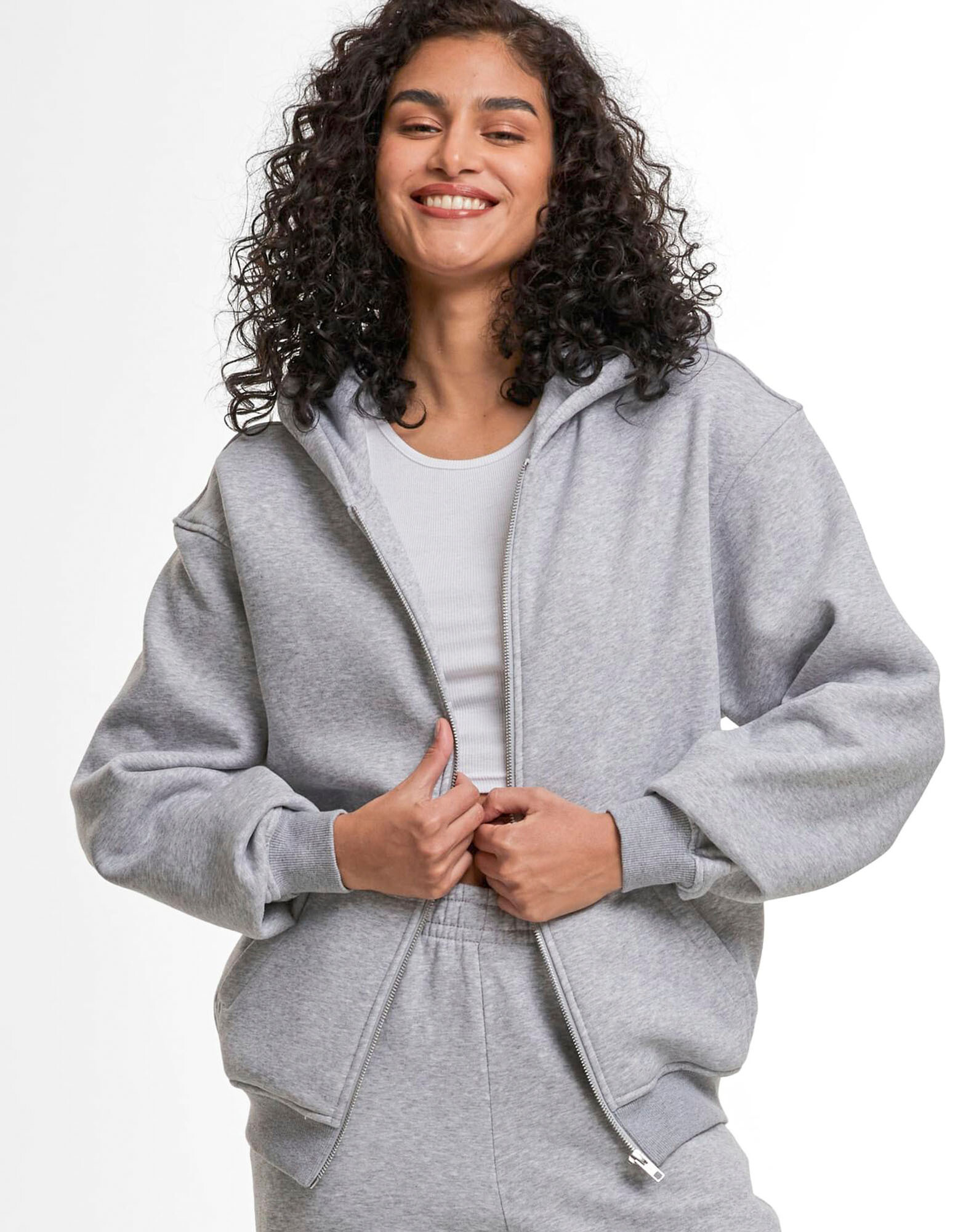 Ladies Loose Fit Zip Hoody