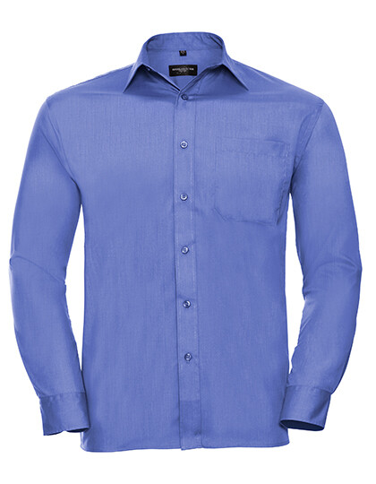 Chemise classique à manches longues pour homme en popeline de polycoton