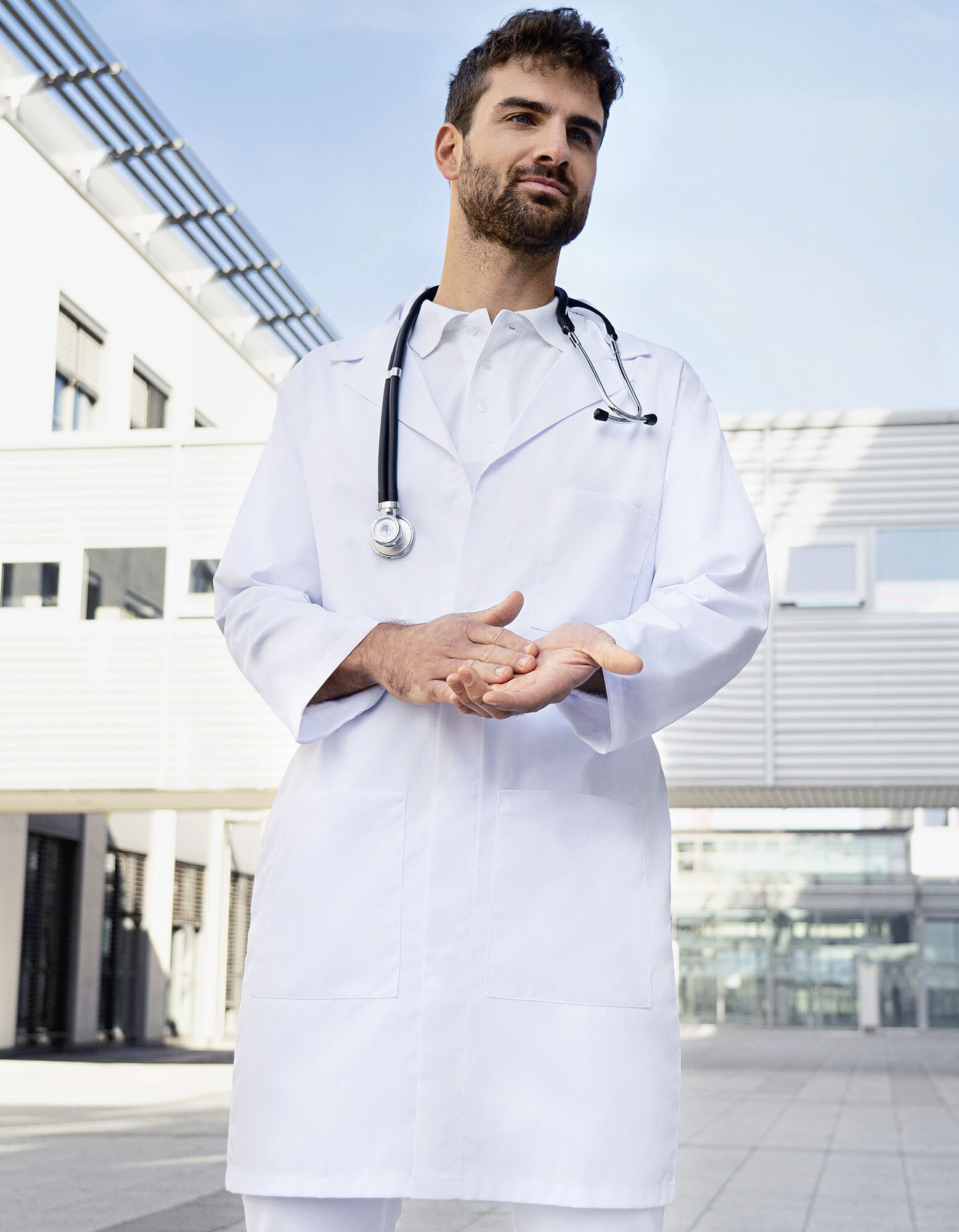 Herrenkittel mit verdeckter Knopfleiste