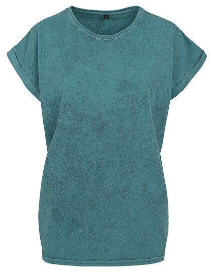 T-shirt da donna con spalla estesa e lavaggio acido