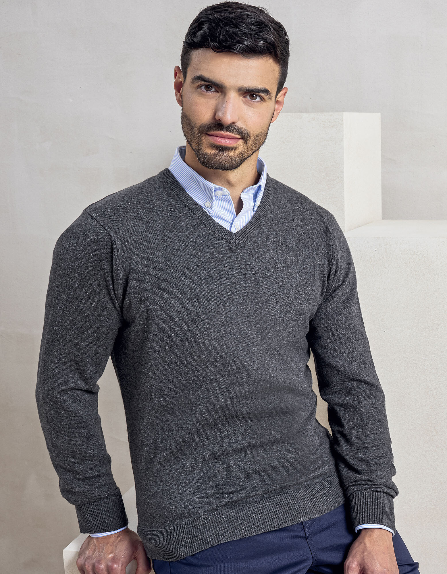 Men's V-Neck Knitted Sweater