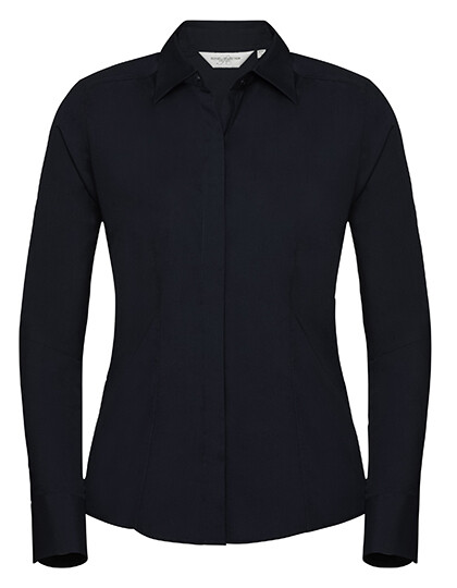 Chemise ajustée à manches longues en popeline de polycoton pour femme