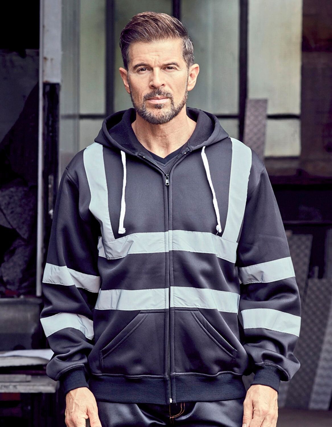 Felpa con cappuccio con zip Hi-Vis