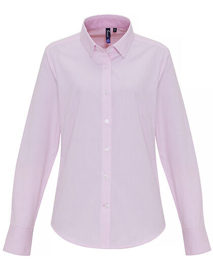 Camisa de rayas Oxford de algodón rico para mujer