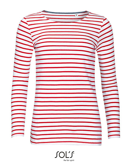 T-shirt à manches longues rayé femme Marine