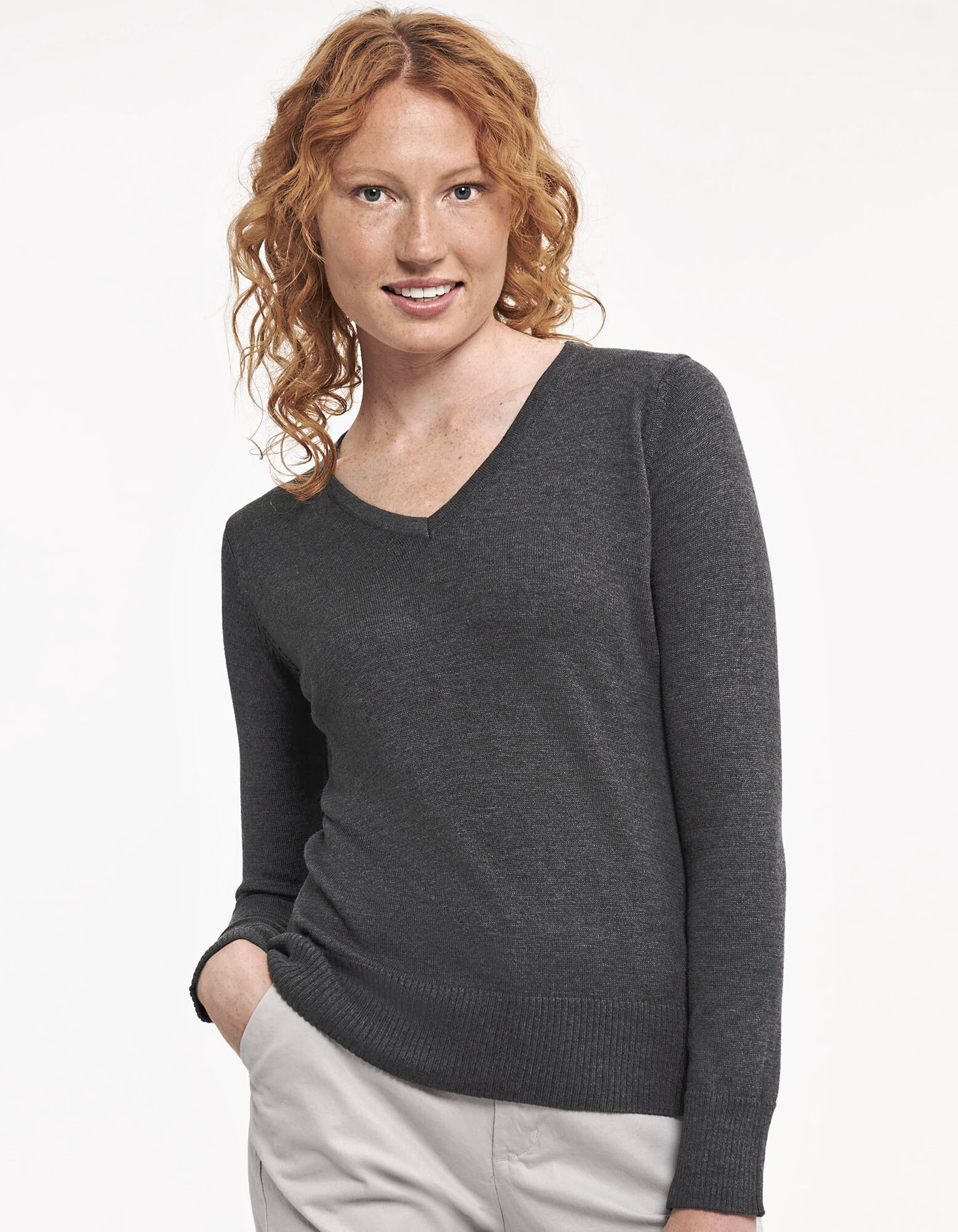 Ladies' V-Neck Knitted Jumper
