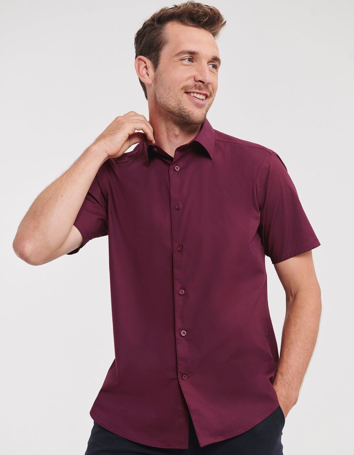 Camicia stretch da uomo a manica corta