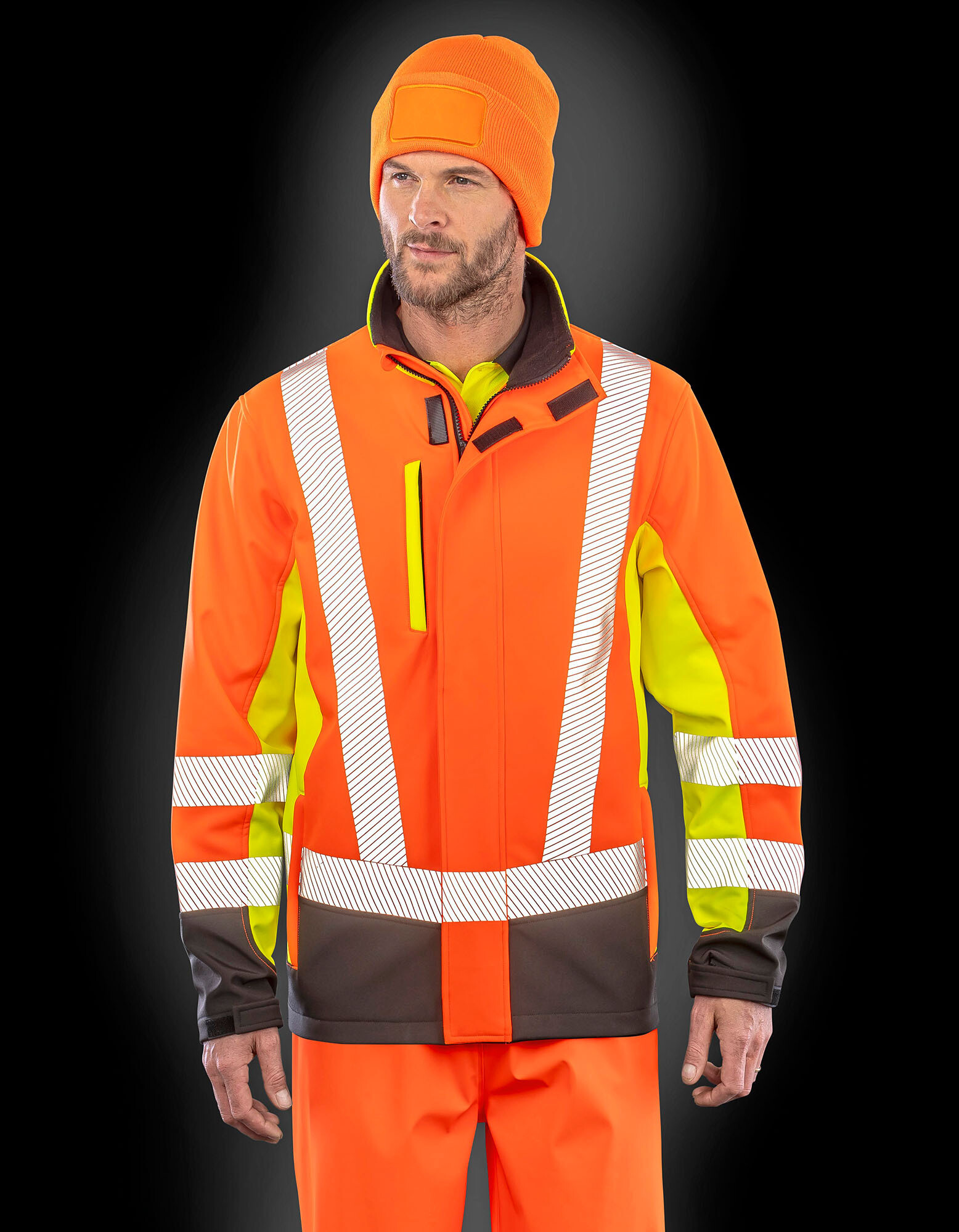 Recycled 3-Layer Printable 3-Tone Safety Softshell Jacket