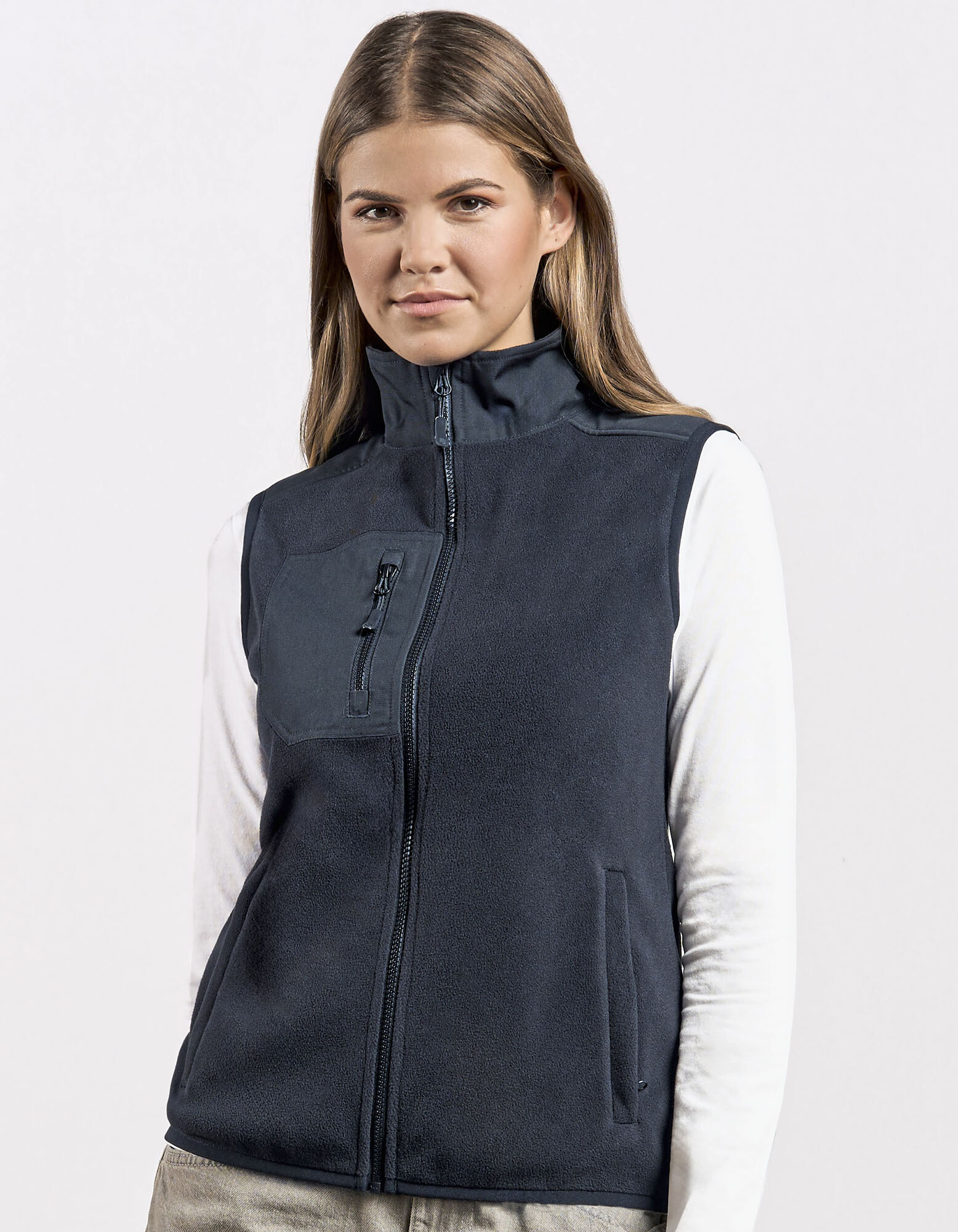 Gilet da donna in tela e pile
