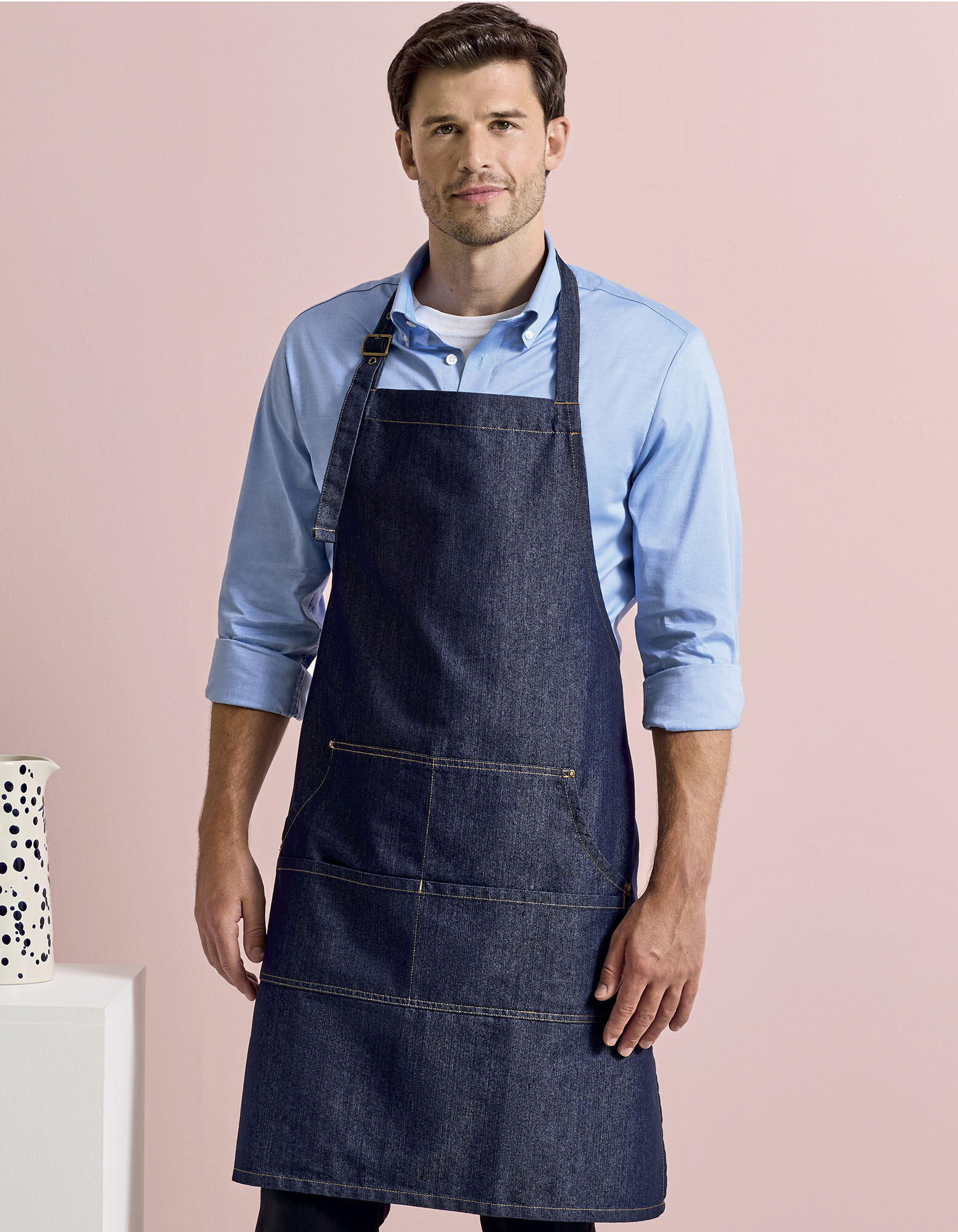 Jeans Stitch Denim Bib Apron