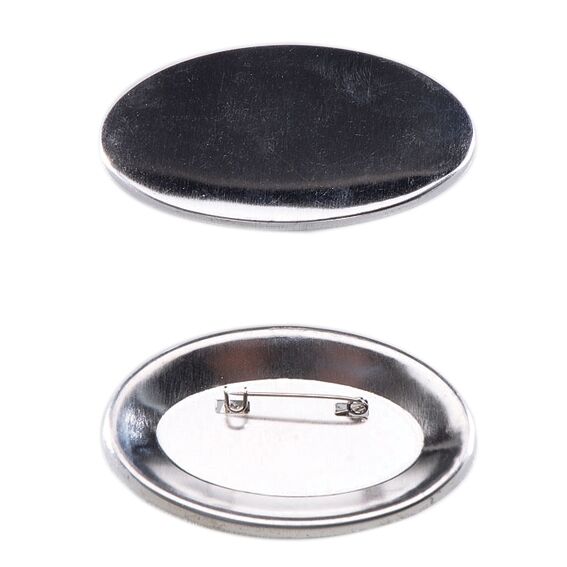 100 oval buttons with safety pin 45mm x 69mm