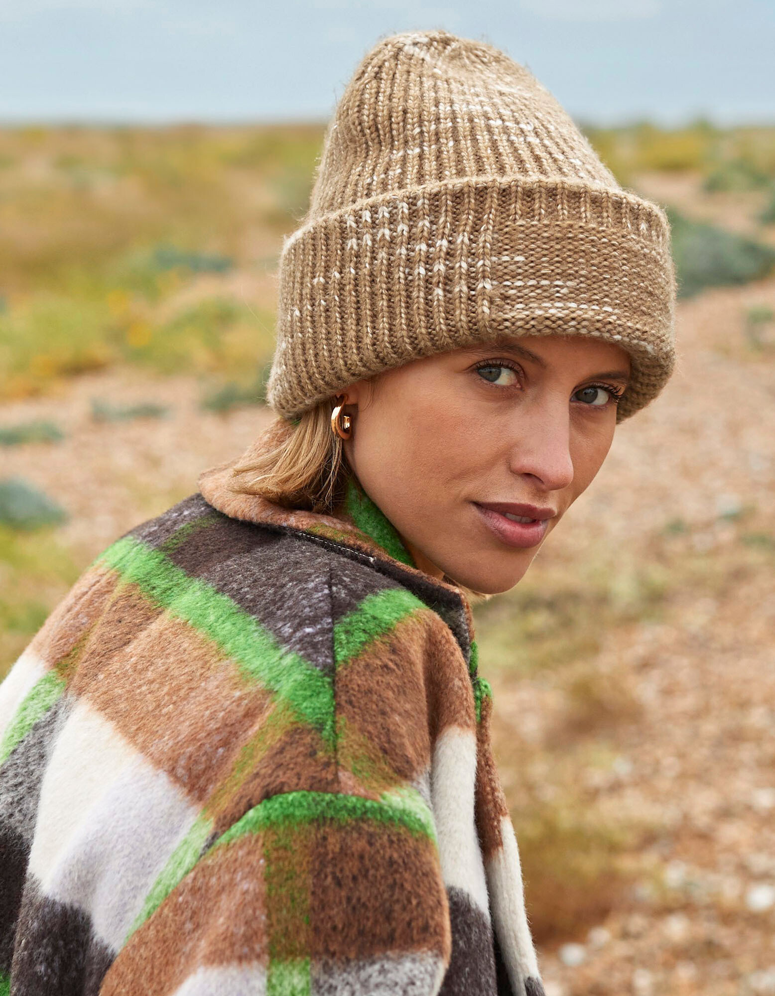 Chunky Knitted Patch Beanie