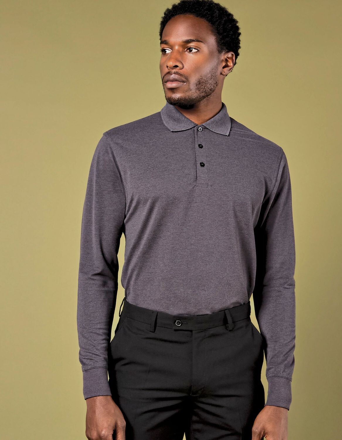 Polo à manches longues pour homme, coupe classique