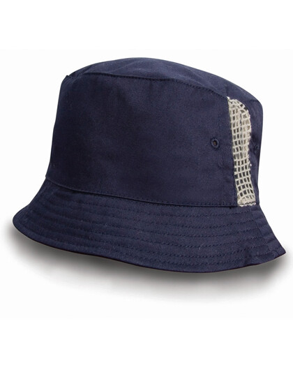 Deluxe Washed Cotton Bucket Hat With Side Mesh Panels