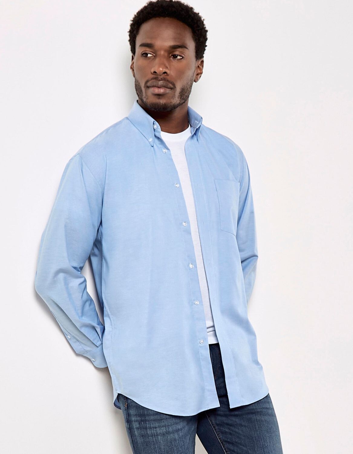 Camicia da lavoro Oxford da uomo a manica lunga dal taglio classico