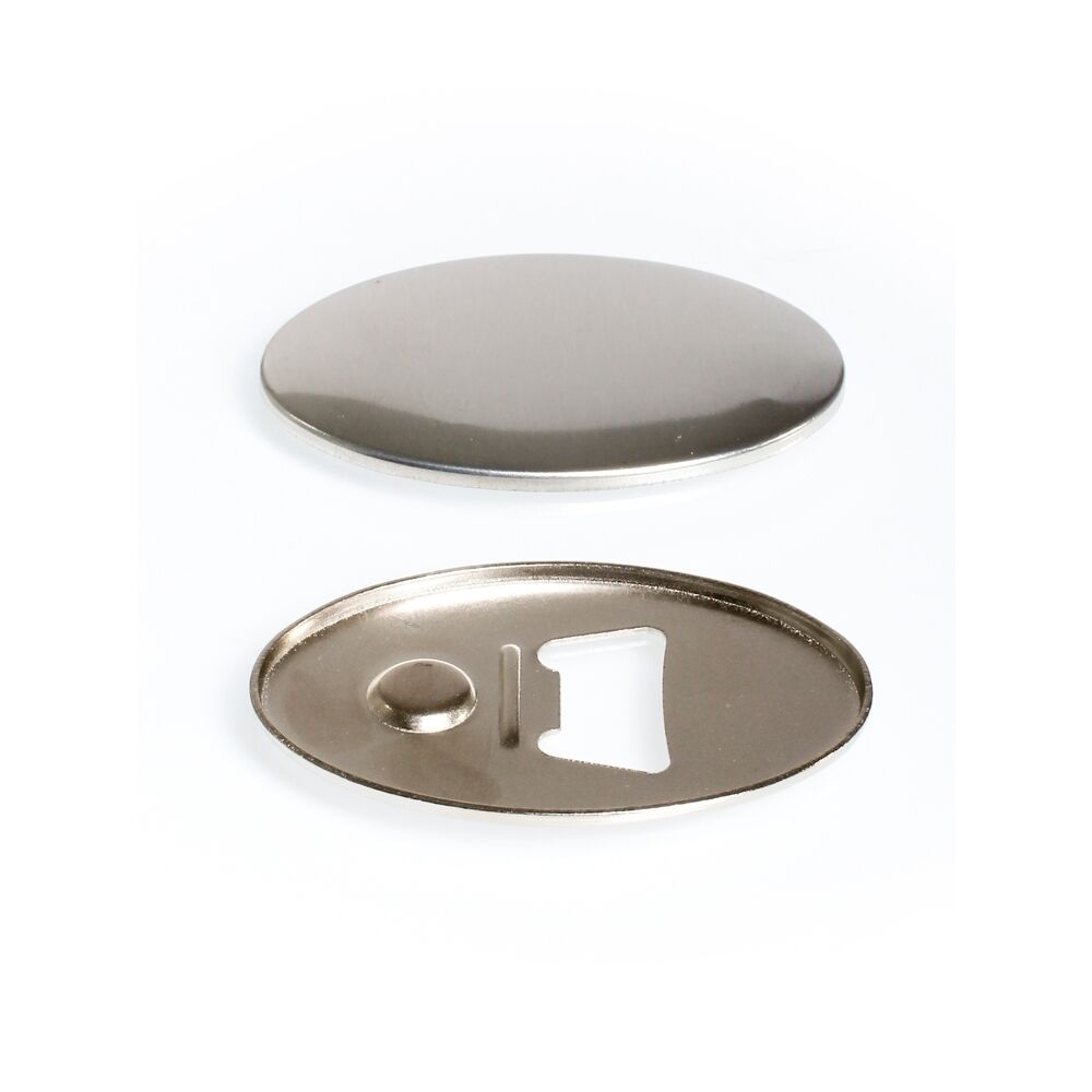 100 ovale Buttons 45mm x 69mm mit Flaschenöffner 100 ovale Buttons 45mm x 69mm mit Flaschenöffner