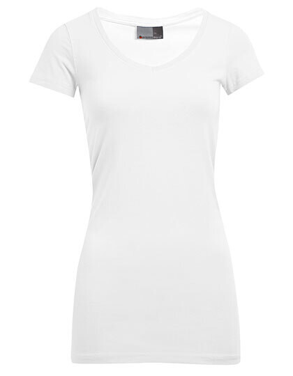 T-shirt femme coupe ajustée à col en V, long