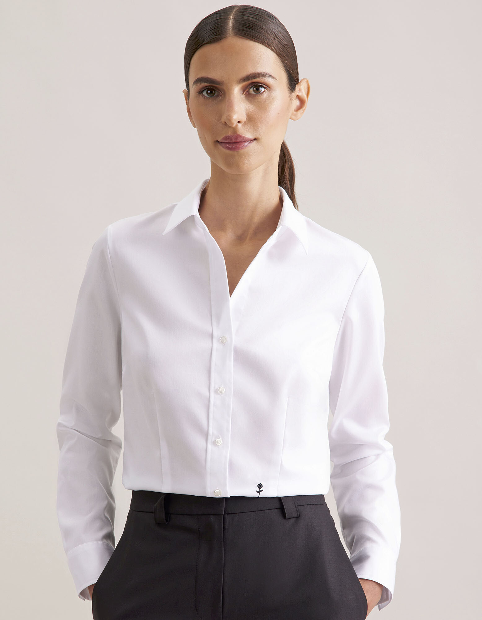 Women´s Blouse Slim Fit Fine Twill Longsleeve