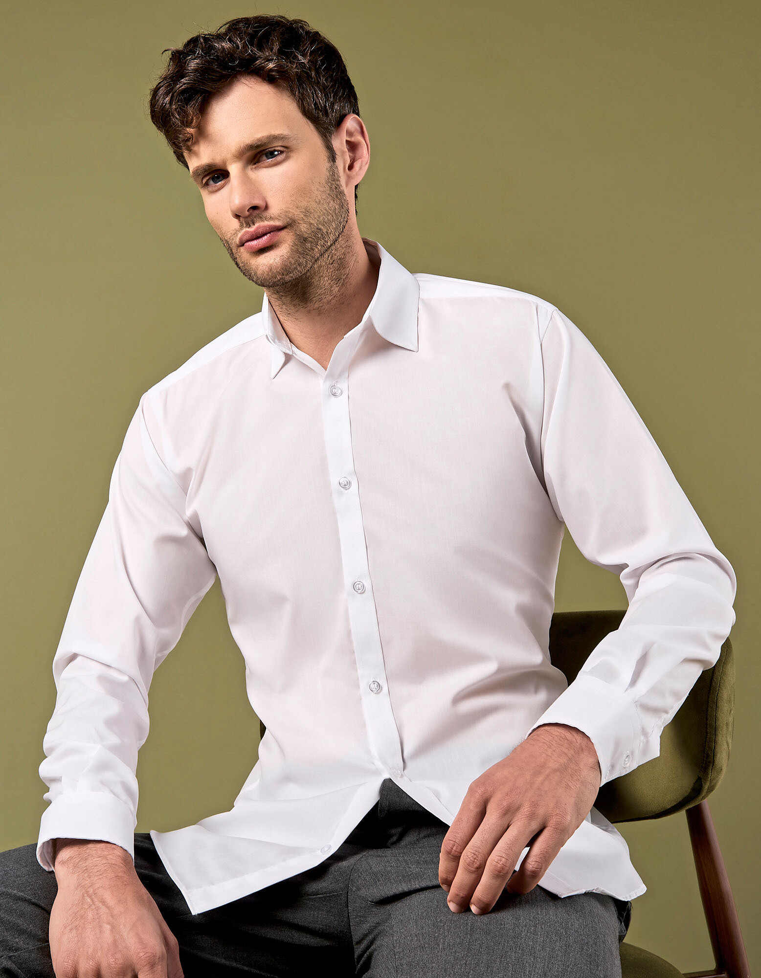 Men's Slim Fit Business Shirt Long Sleeve