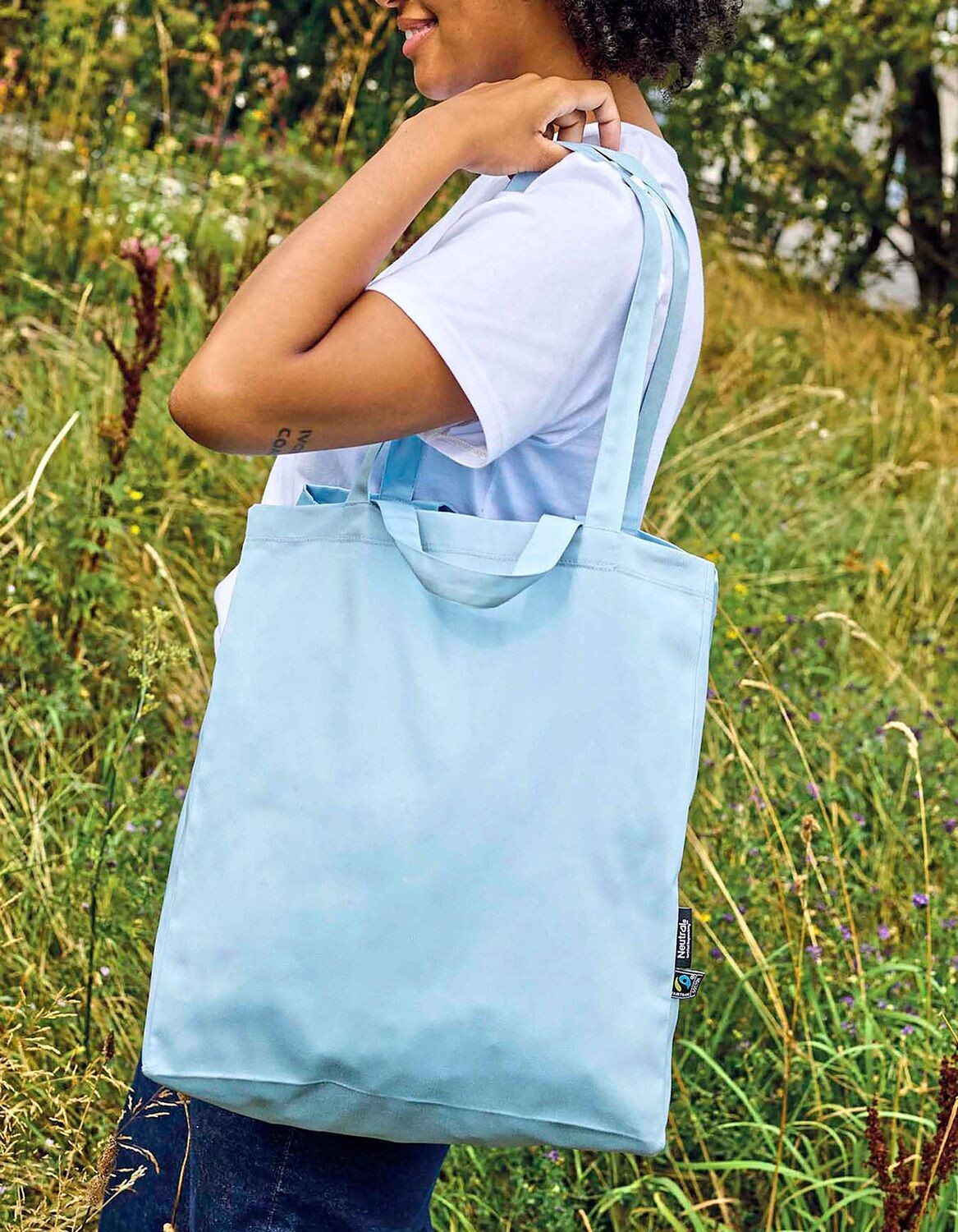 Borsa in twill, manici multipli