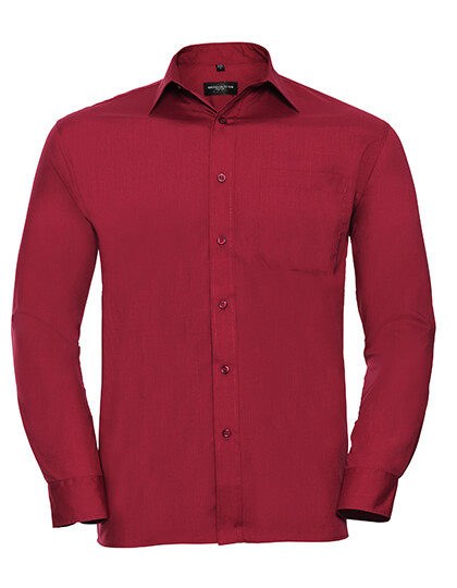 Chemise classique à manches longues pour homme en popeline de polycoton
