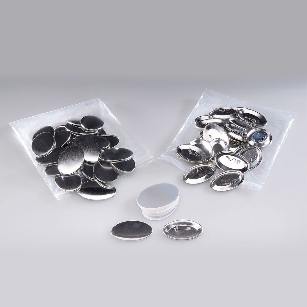 100 botones ovalados con imperdible 45mm x 69mm 100 botones ovalados con imperdible 45mm x 69mm