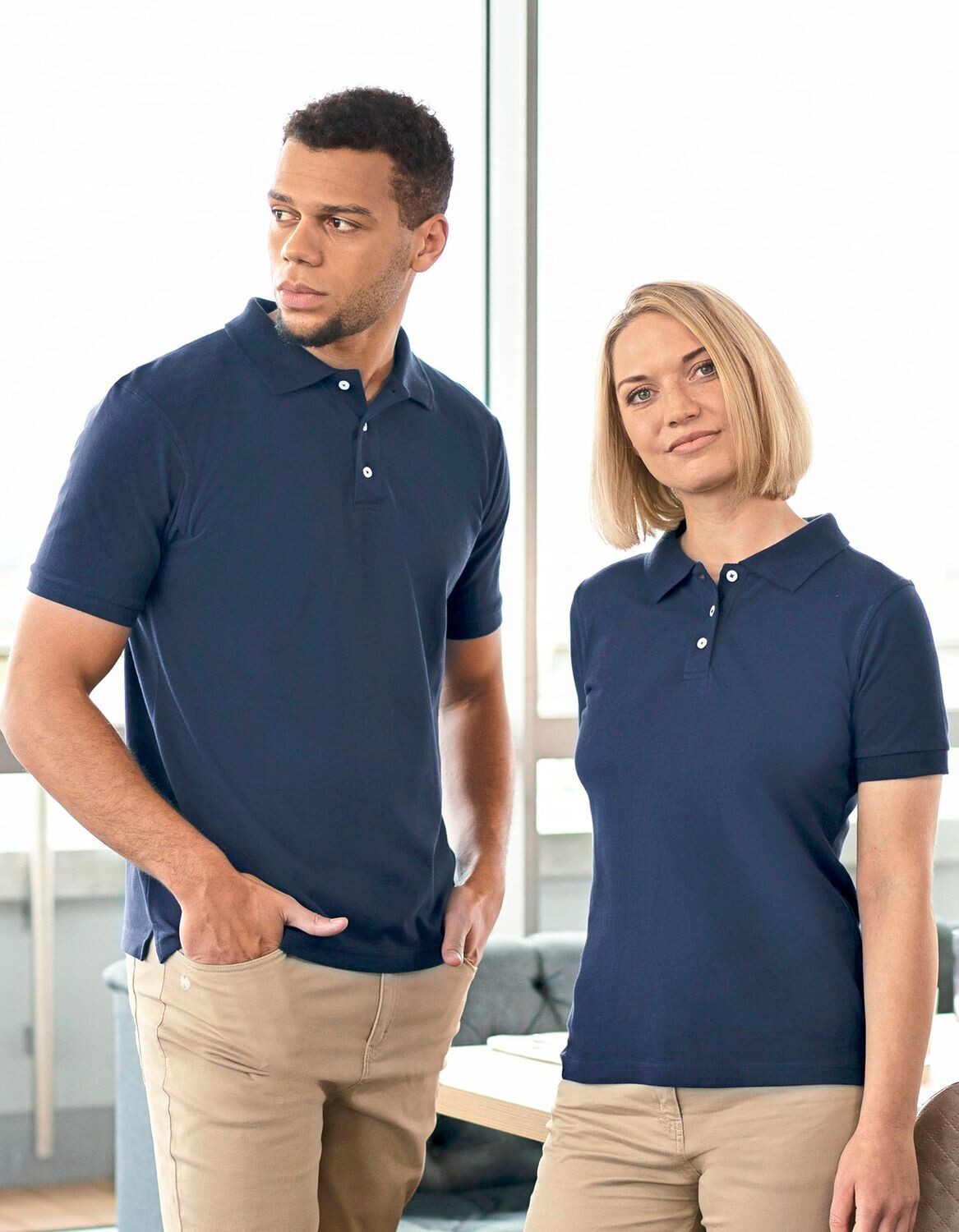 Men's workwear polo shirt modern flair