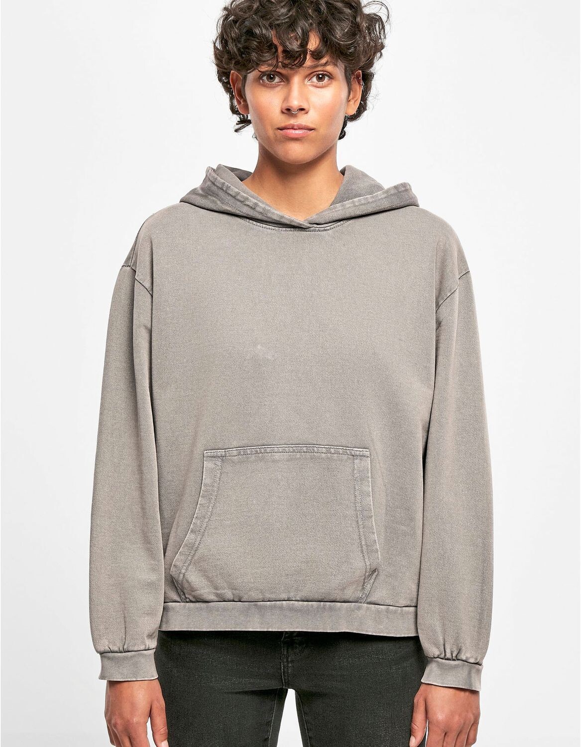 Felpa con cappuccio oversize da donna con lavaggio acido
