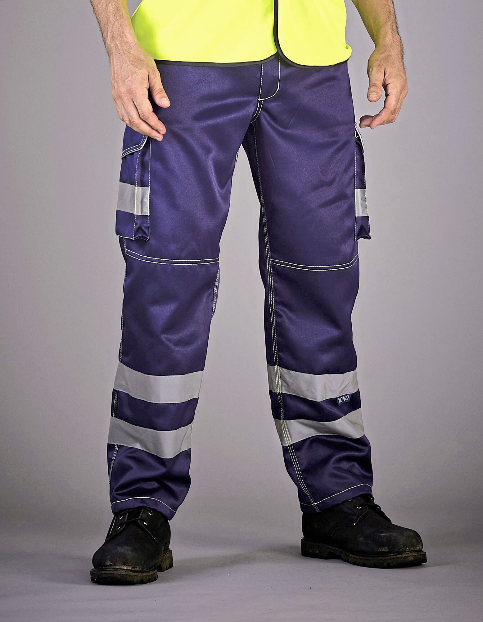 Hi-Vis Cargo Trousers With Knee Pad Pockets