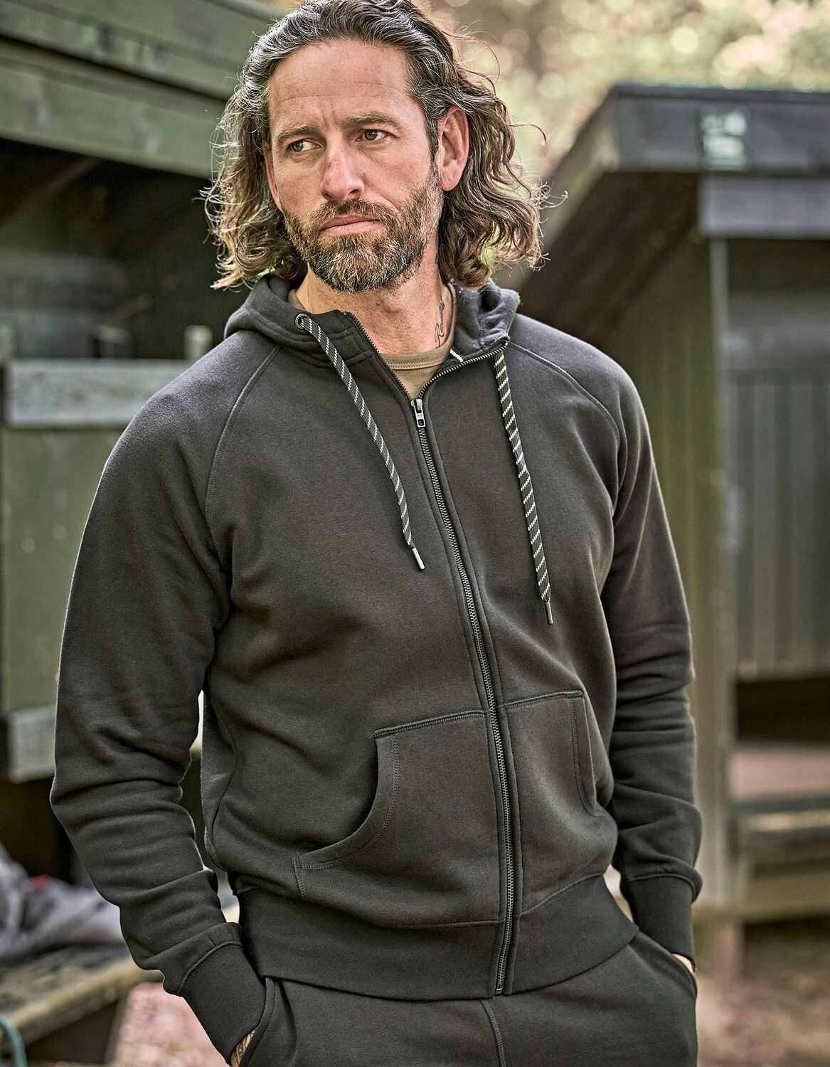 Cappuccio full zip moda uomo