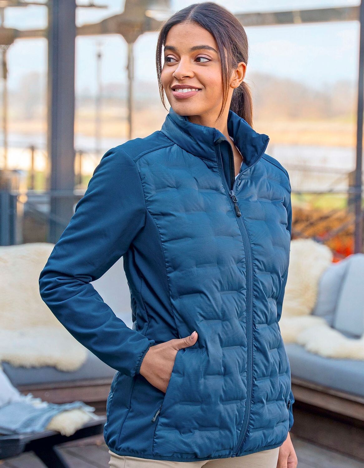 Ladies fleece hybrid jacket