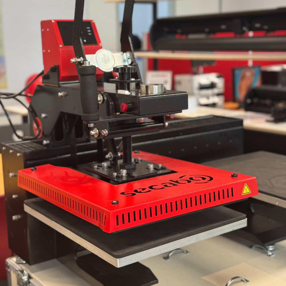 Secabo TD7 LITE: Prensa modular de doble platina para acabado textil