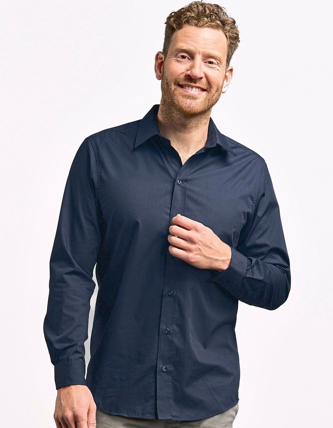 Camicia da uomo in popeline a maniche lunghe