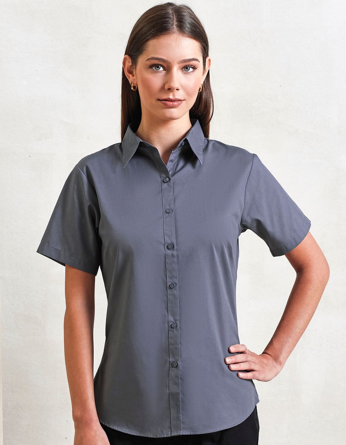 Women's Poplin Short Sleeve Blouse