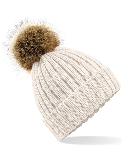 Gorro grueso con pompón de piel sintética