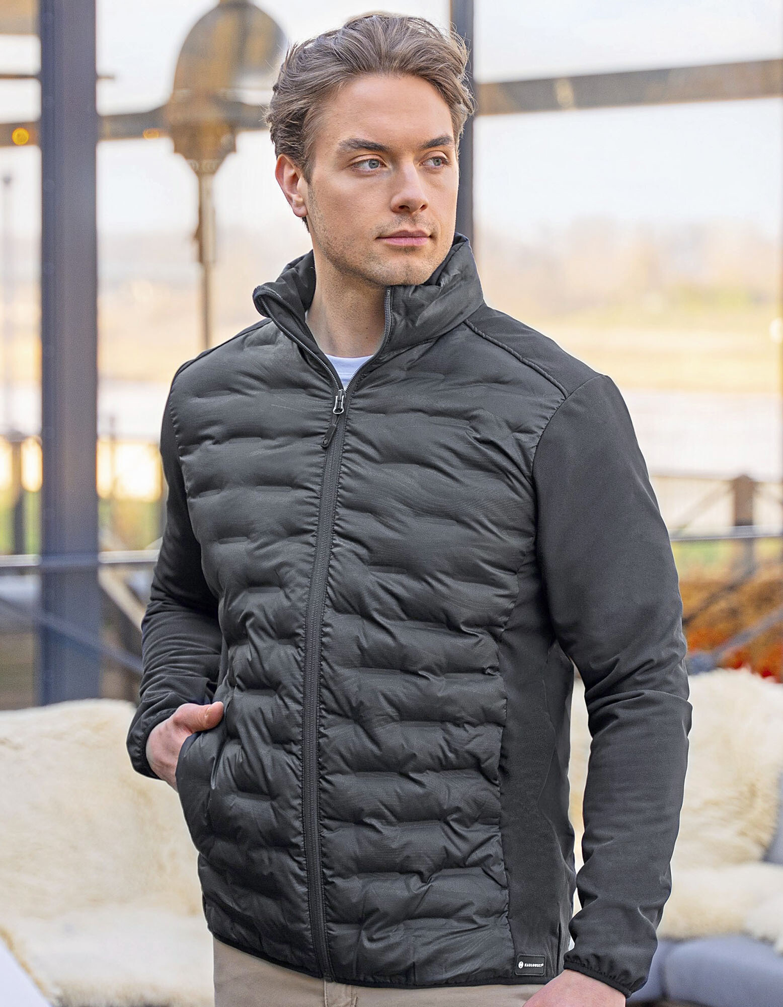 Giacca ibrida in pile da uomo