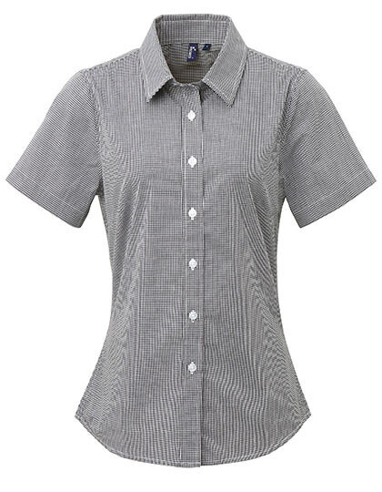Women's Microcheck (Gingham) Short Sleeve Cotton Shirt