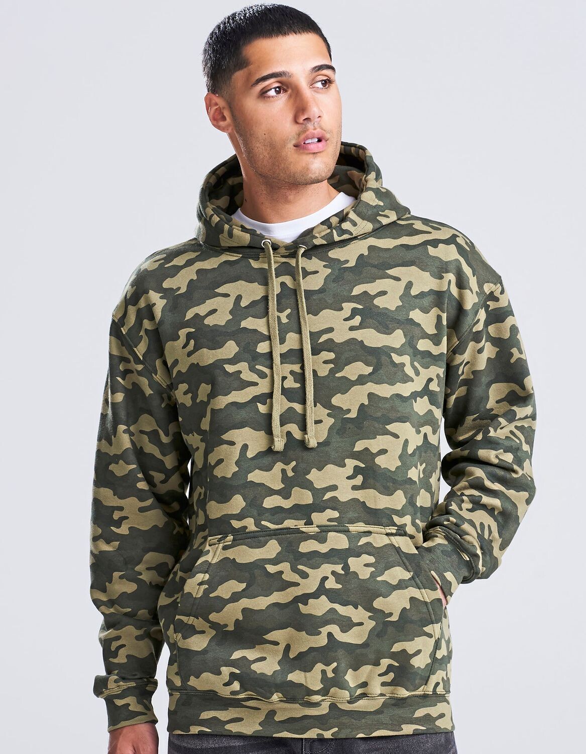 Felpa con cappuccio camo