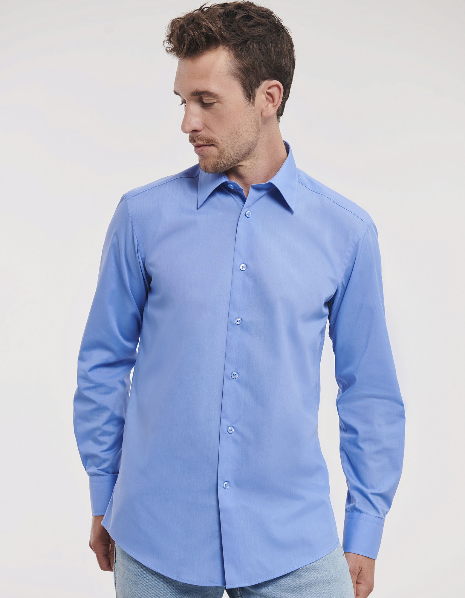 Men's Long Sleeve Tailored Polycotton Poplin Shirt
