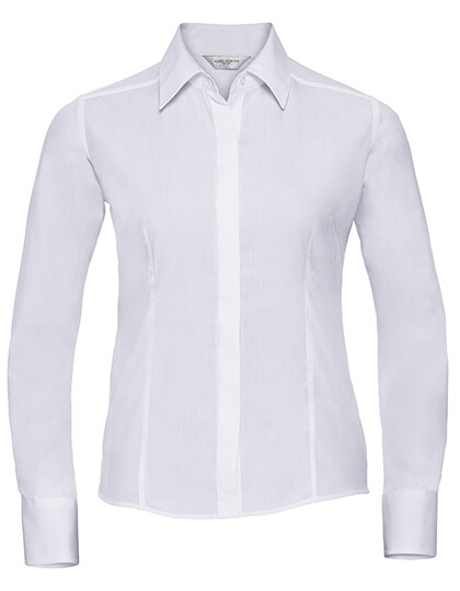 Camicia da donna aderente a maniche lunghe in popeline di poliestere e cotone