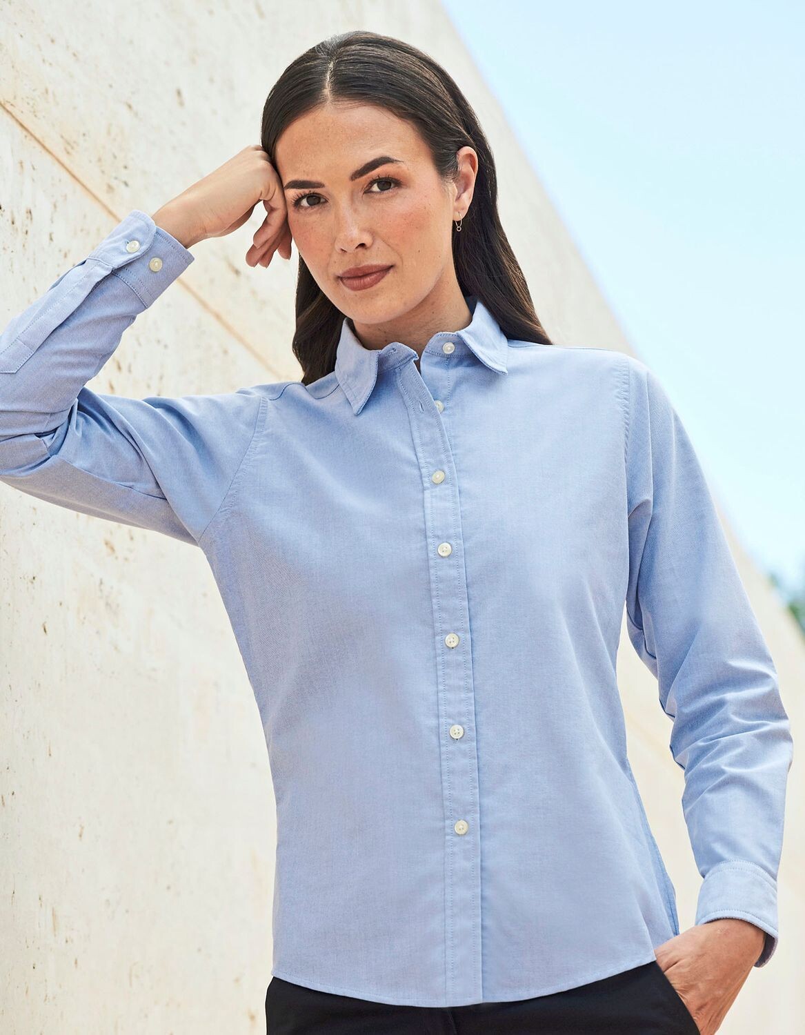 Camicia Oxford classica a maniche lunghe da donna