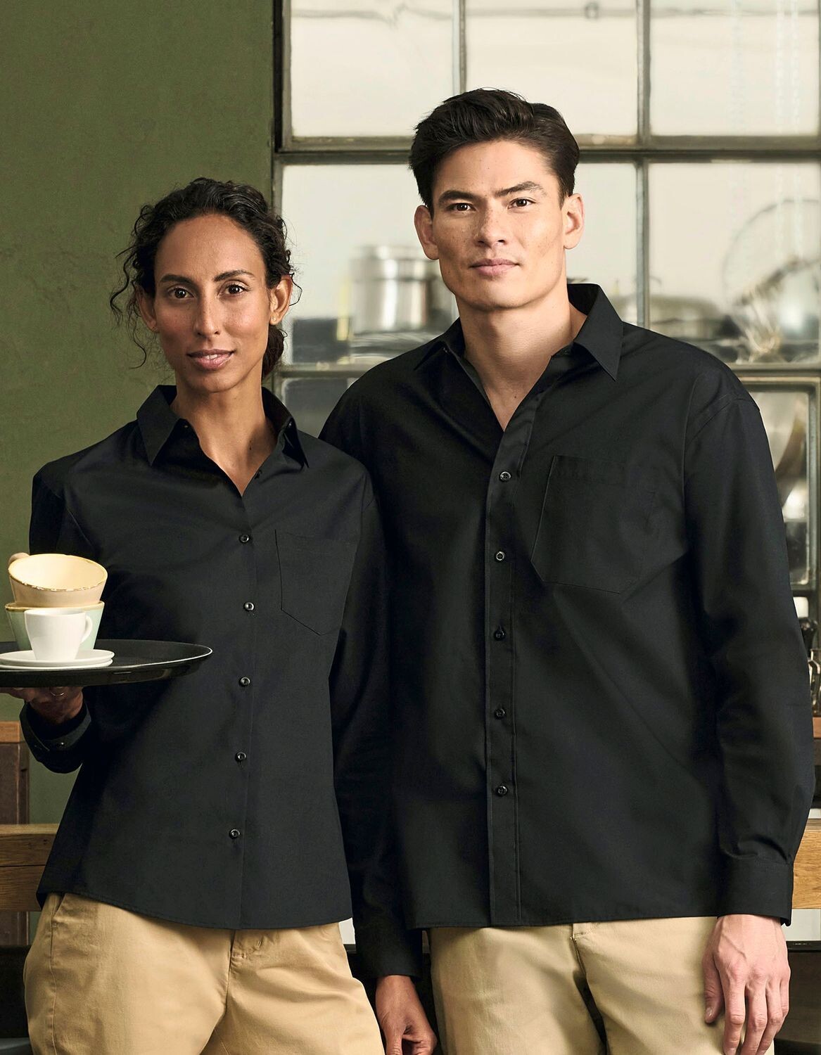 Camicia classica a maniche lunghe da uomo in popeline di policotone