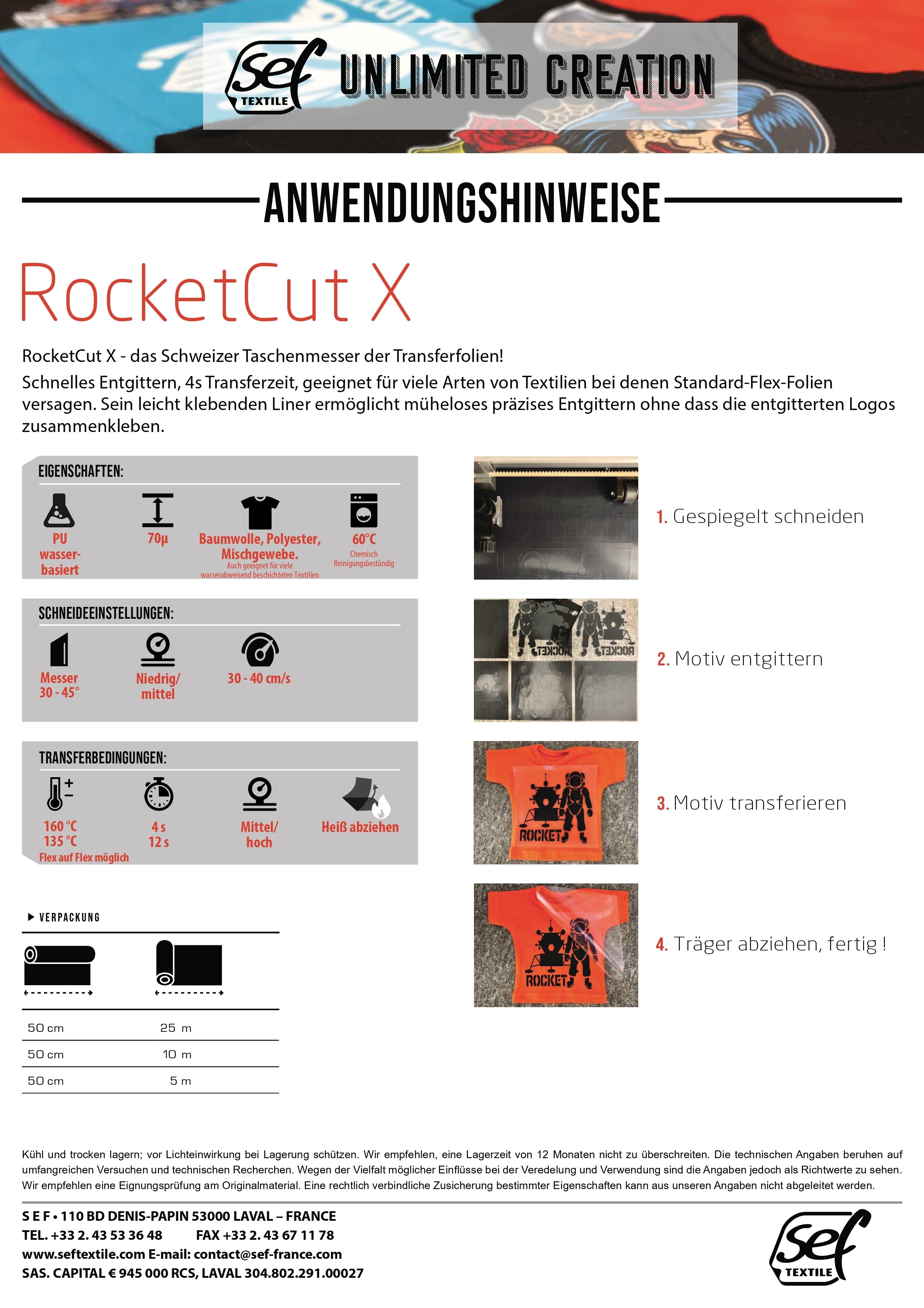SEF flex film RocketCut X Pacific Blue 19, 1 m x 50 cm