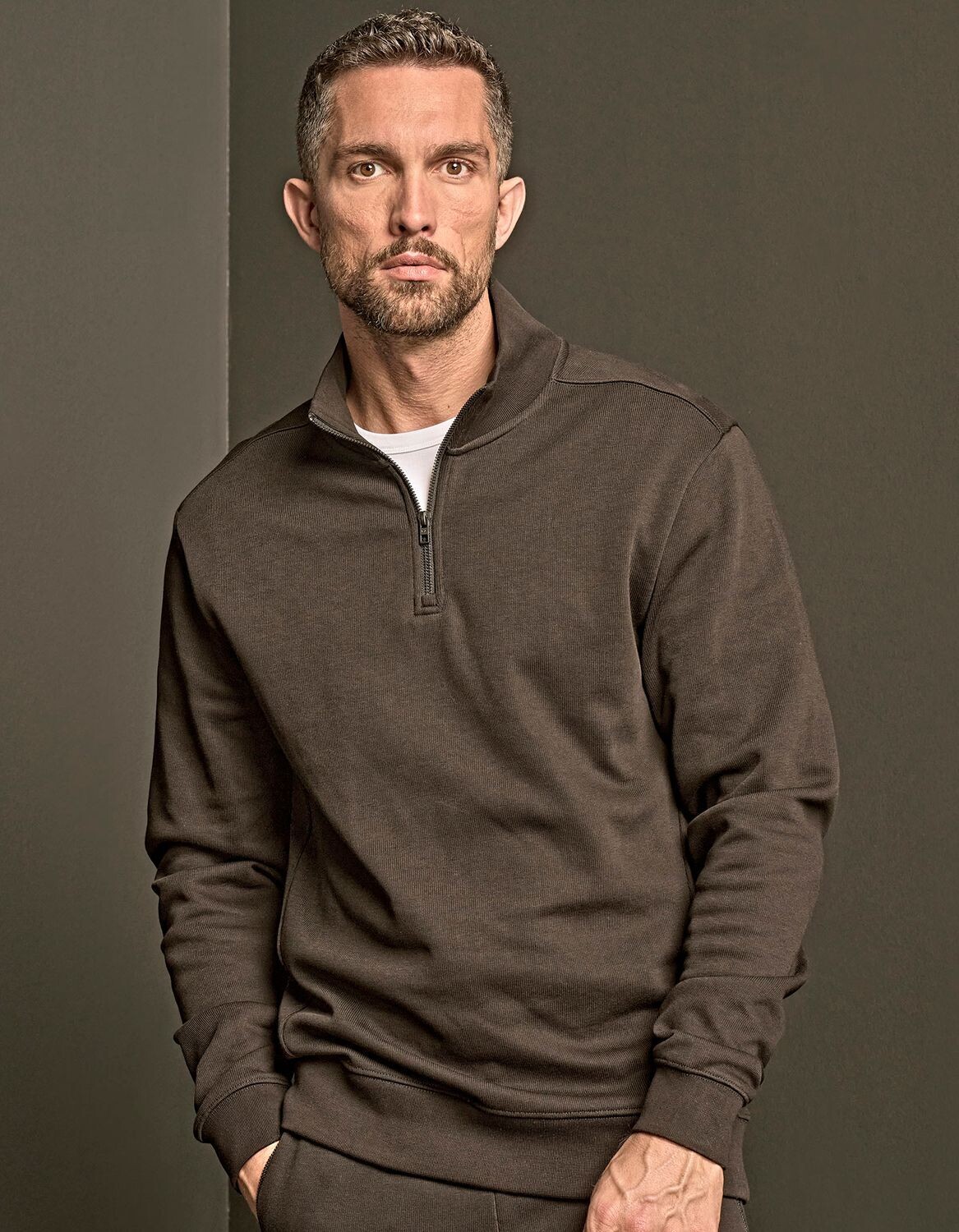 Ribbed Interlock Half Zip