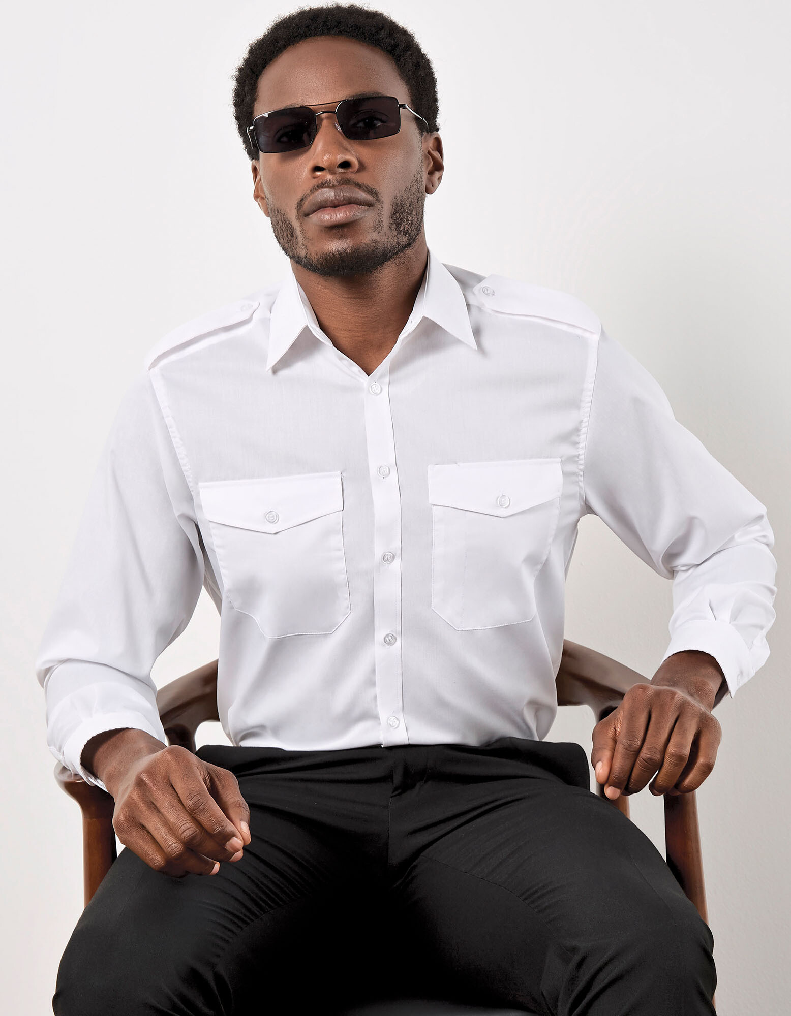 Men's Tailored Fit Pilot Shirt Long Sleeve