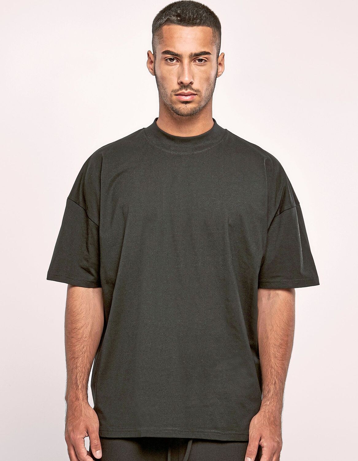 T-shirt oversize da uomo con scollo alla coreana