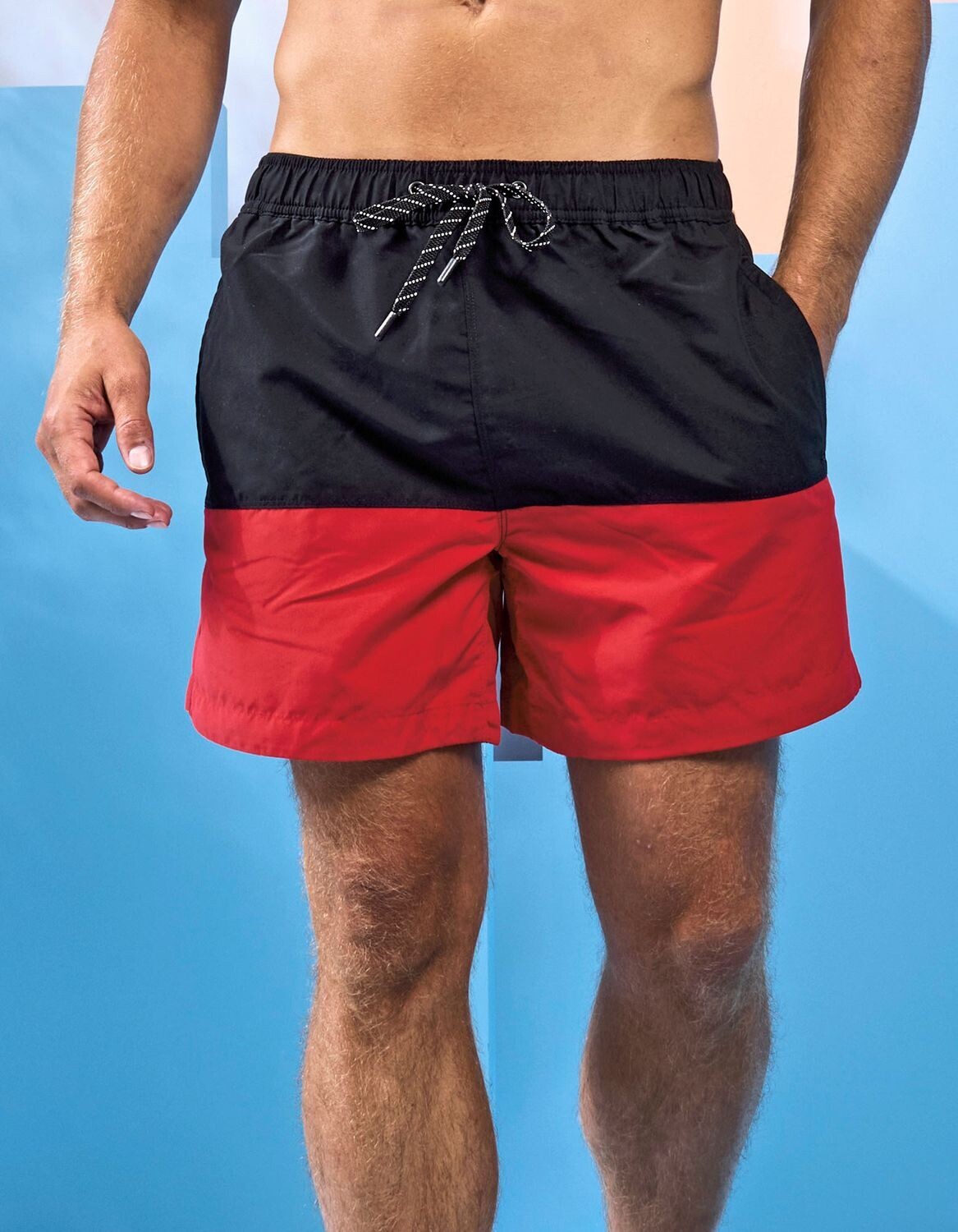 Pantaloncini da bagno da uomo a blocchi di colore