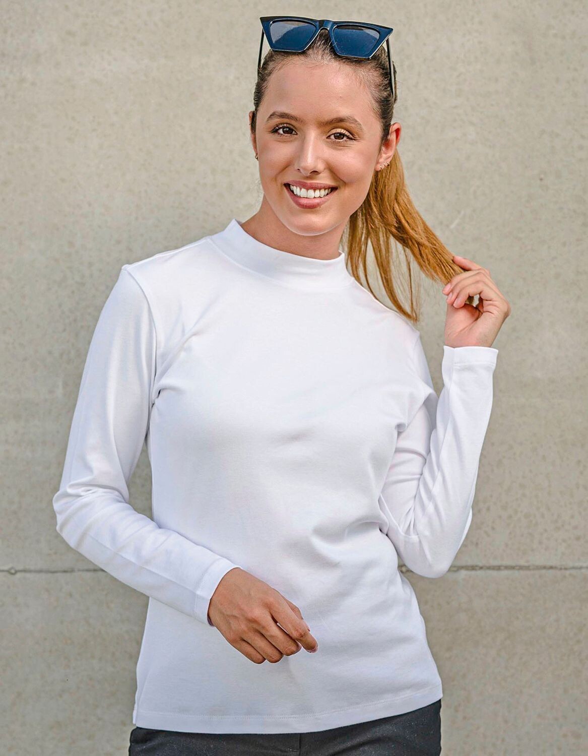 T-shirt donna Premium a collo alto e manica lunga